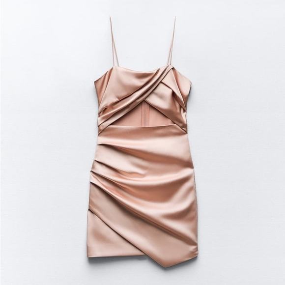 ZARA CUT OUT SATIN EFFECT MINI DRESS - Picture 5 of 7